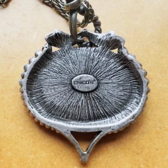 Chico's Silver Tone Necklace with a Green Pendent - Picture 4 of 4